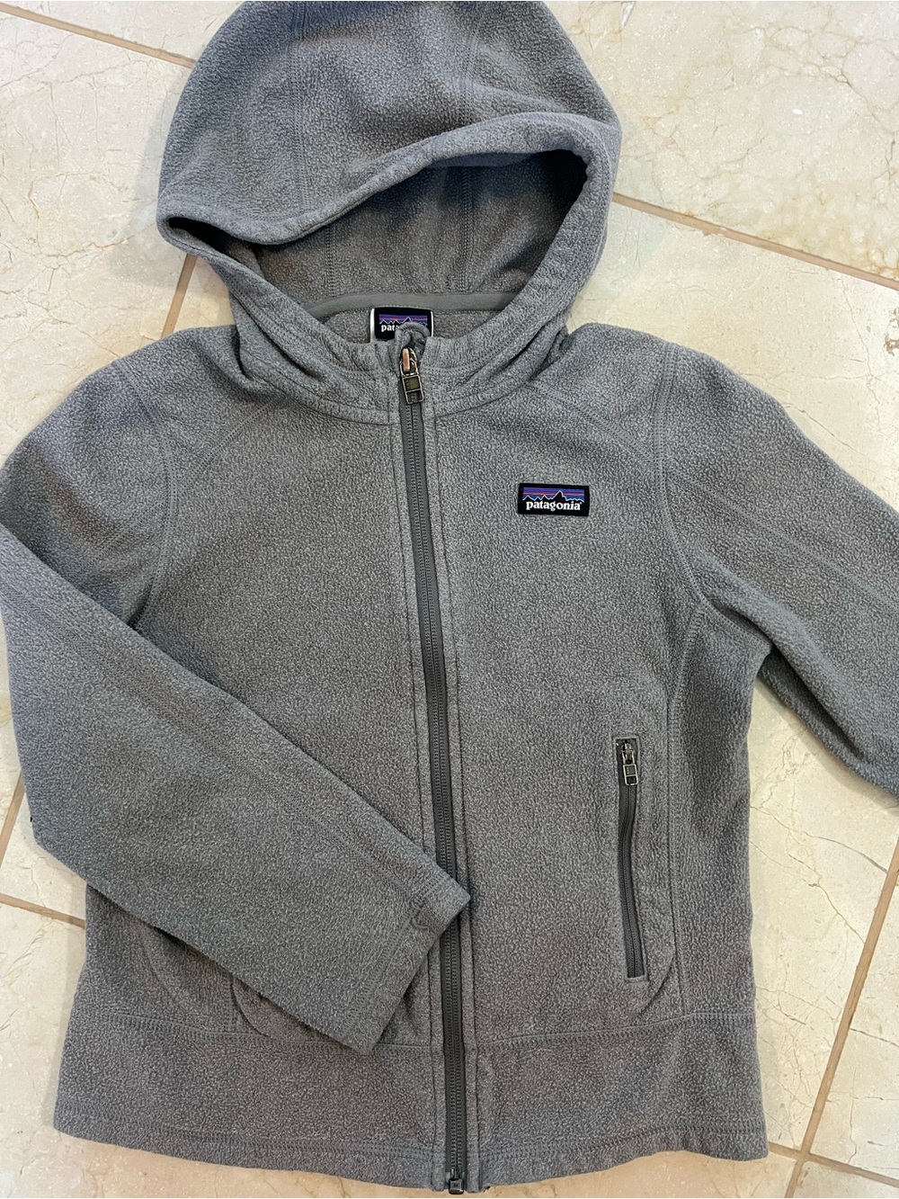 Patagonia Girls Small 8 Heather Grey Gray Micro D Fleece Full Zip Hoody Jacket